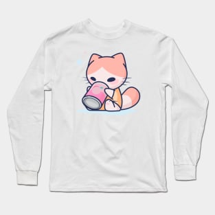 Peach Milk Kitty Long Sleeve T-Shirt